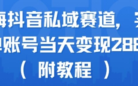 蓝海抖音私域赛道，实操单账号当天变现288+(附教程)