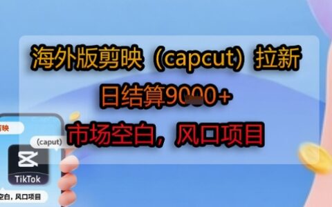 海外版剪映(capcut)拉新，日结算1k+，市场空白，风口项目
