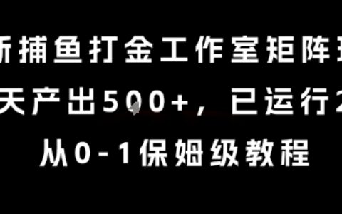 最新捕鱼打金工作室矩阵玩法，当天产出5张+，已运行2年，从0-1保姆级教程【揭秘】