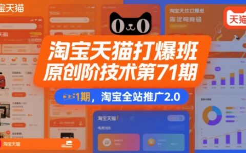 淘宝天猫打爆班原创高阶技术第71期，淘宝全站推广2.0