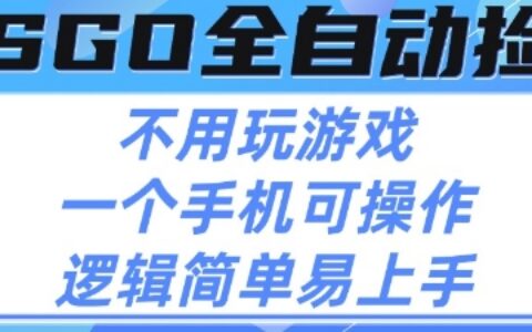 CSGO自动捡漏项目，最新独家玩法，不用挂G不用玩游戏，一个手机即可操作，新手小白轻松月入1W+【揭秘】