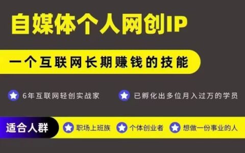 网创类公众号项目，自媒体个人网创IP，强IP强变现，操作一辈子