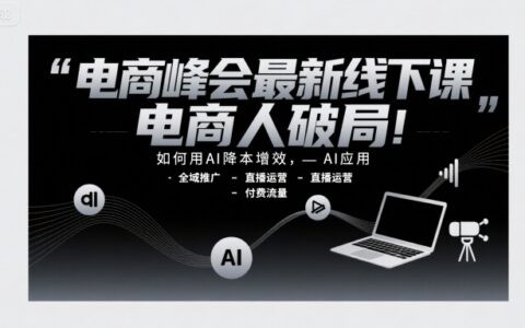 电商峰会最新线下课，电商人破局，如何用AI降本增效，AI应用-全域推广-直播运营-付费流量