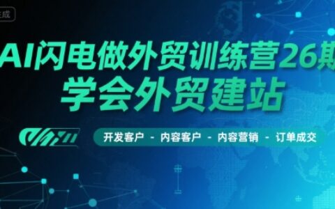 AI闪电做外贸训练营26期，学会外贸建站-开发客户-内容营销-订单成交
