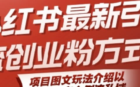 小红书最新引流创业粉方式，项目图文玩法介绍以及如何安全倒流私域