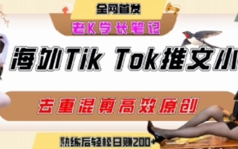 海外tiktok小说推文暴力项目，高停留率，高转化率，上手后一天搞顿饭钱不是问题