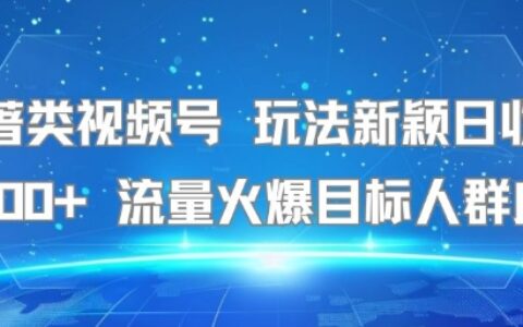 名著类视频号 玩法新颖日收益500+ 流量火爆目标人群广