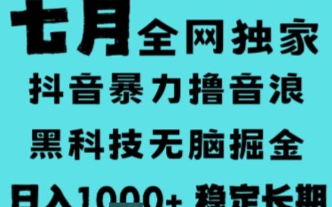 7月最新风口抖音无人直播撸音浪，长期稳定，非短期，全自动运行，低门槛无脑，日入1k+【揭秘】