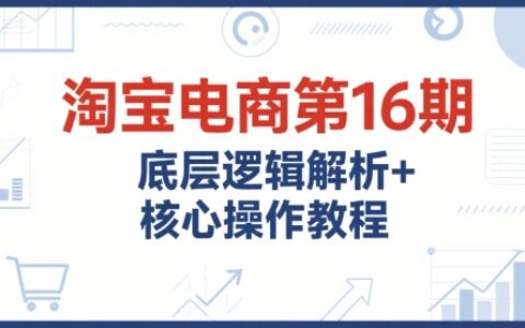 淘宝电商第16期，底层逻辑解析+核心操作教程，运营、推广提升能力的必学课程+配套资料