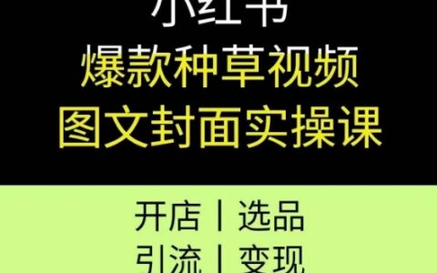 小红书爆款种草视频图文封面实操课，开店、选品、引流、变现全流程