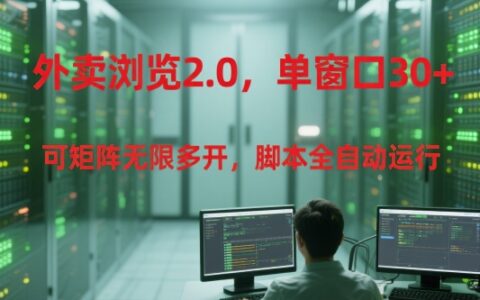 外卖浏览2.0，单窗口30+可矩阵无限多开，脚本全自动运行【揭秘】