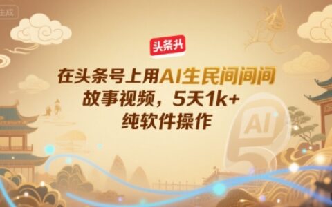 在头条号上用AI生民间故事视频，5天1k+，纯软件操作
