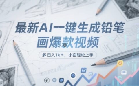 最新AI一键生成铅笔画爆款视频，多平台分发，日 入1k+，小白轻松上手【揭秘】