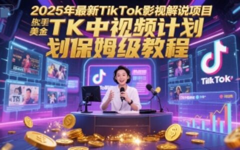 2025年最新TikTok影视解说项目，新手也能挣美金，TK中视频计划保姆级教程