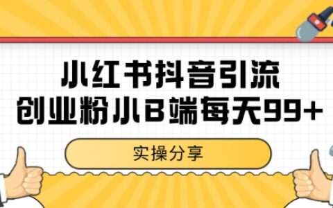 小红书抖音创业粉，小B端粉自热 日引99+的一个玩法【揭秘】