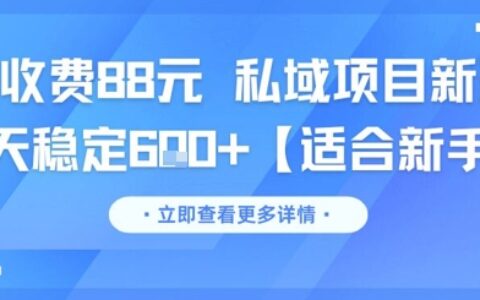 一单收费88元 私域项目新玩法 每天稳定6张+【适合新手】