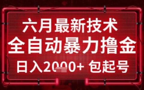 六月最新技术全自动暴力撸金，稳定日入2k+包起号，长期稳定【揭秘】