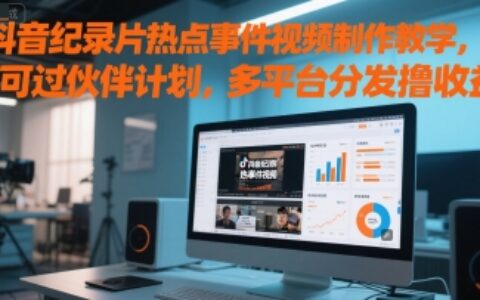 抖音纪录片热点事件视频制作教学，可过伙伴计划，多平台分发撸收益