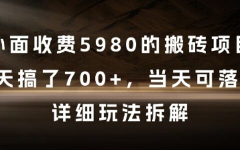 外面收费5980的搬砖项目，3天搞了7张+，当天可落地，详细玩法拆解【揭秘】