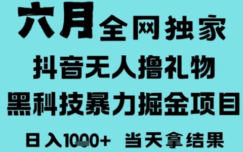 25年6月高爆抖音无人直播最新撸音浪掘金项目，门槛低小白可做，无脑日入1k，可矩阵放大【揭秘】