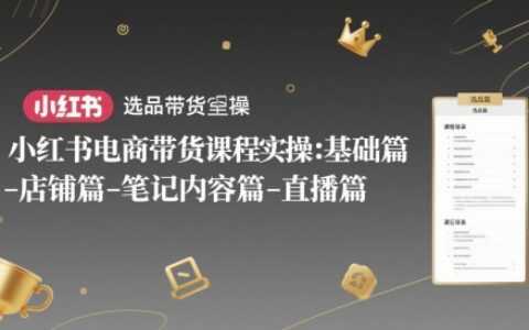 小红书电商带货课程实操：基础篇-选品篇-店铺篇-笔记内容篇-直播篇