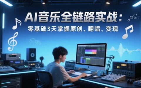 AI音乐全链路实战变现课：零基础3天掌握原创、翻唱、变现
