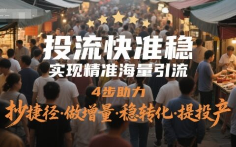 投流快准稳，实现精准海量引流，4步助力，抄捷径·做增量·稳转化·提投产