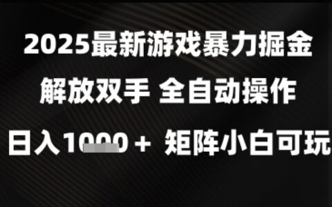 2025最新游戏暴力掘金解放双手，全自动操作，日入1k+矩阵，小白可玩【揭秘】