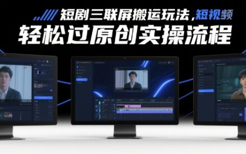 短剧三联屏搬运玩法，短剧搬运轻松过原创实操流程