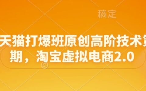 淘宝天猫打爆班原创高阶技术第68期，淘宝虚拟电商2.0