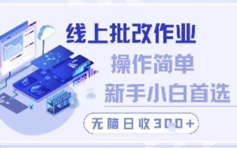 线上批改作业，操作简单新手小白首选，无脑日收300+【揭秘】
