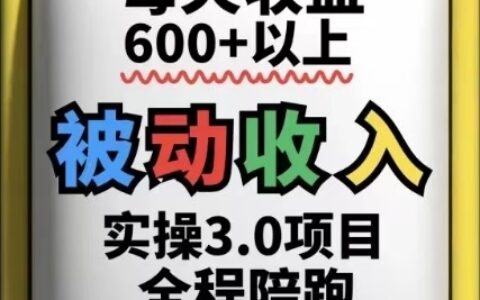 被动收入实操3.0项目，每天收益6张+以上，能长期操作