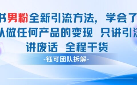 小红书男粉引流 学会了这个变现很容易，不讲废话全程针对男人的打法 全程干货