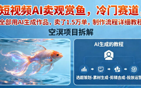 短视频AI卖观赏鱼，冷门赛道，全部用AI生成作品，卖了1.5W单，制作流程详细教程