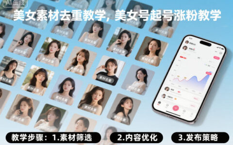 美女素材去重教学，美女号起号涨粉教学