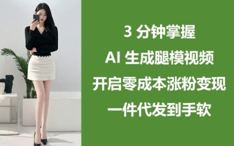 3分钟掌握AI生成腿模视频，开启零成本涨粉变现，一件代发到手软