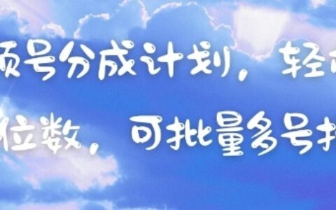 视频号分成计划，轻松日入三位数，可批量多号操作