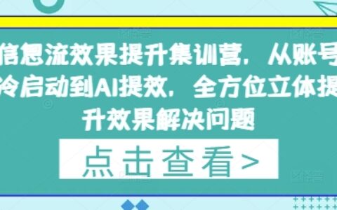 信息流效果提升集训营，从账号冷启动到AI提效，全方位立体提升效果解决问题