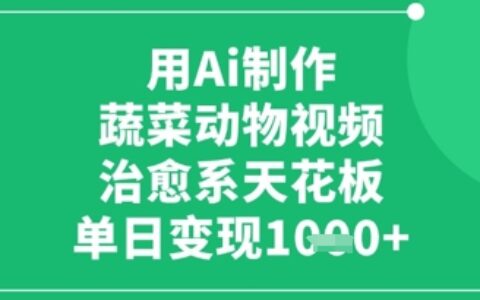 用Ai制作蔬菜动物视频，治愈系天花板，单日变现1k