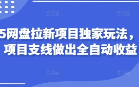 2025网盘拉新项目独家玩法，靠主项目支线做出全自动收益