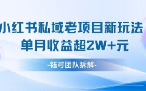 小红书私域项目新玩法，单月变现过W+