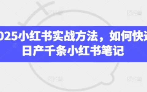 2025小红书实战方法，如何快速日产千条小红书笔记