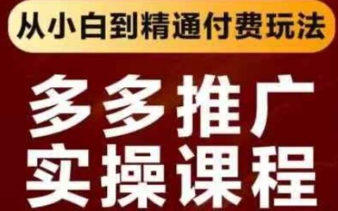 拼多多推广实操课程，从小白到精通付费玩法