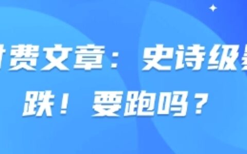 付费文章：史诗级暴跌！要跑吗？