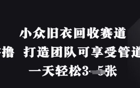 小众旧衣回收赛道，纯零撸 打造团队可享受管道收益，一天轻松3张