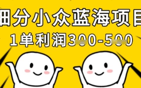 细分小众蓝海项目，一单利润3张，每月收入稳定过1w+