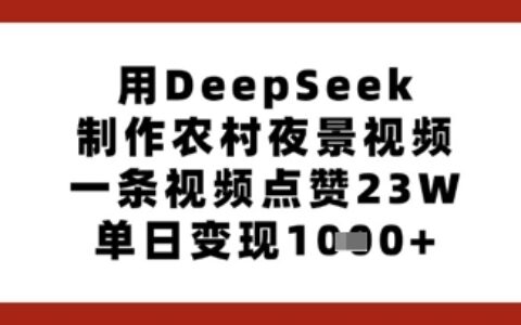 用DeepSeek制作农村夜景视频，一条视频点赞23W，单日变现多张