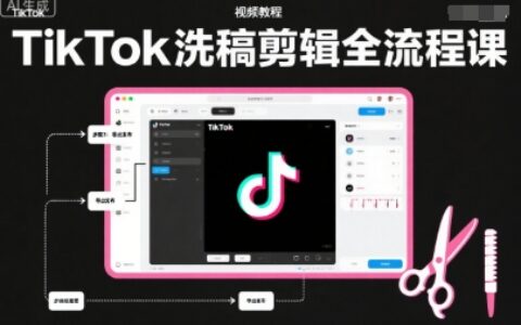 TikTok洗稿剪辑全流程课，PR洗稿剪辑全流程，TK洗稿运营课