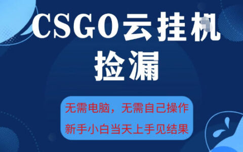 CSGO云挂G全自动捡漏，最新独家玩法，无需电脑操作，新手小白日入5张+【揭秘】