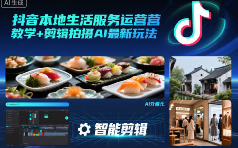 抖音本地生活服务运营教学+剪辑拍摄AI最新玩法